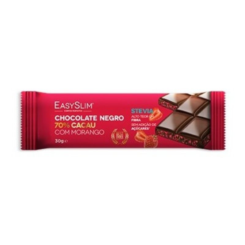 EasySlim Barra Chocolate Negro 70% com Morango 30g