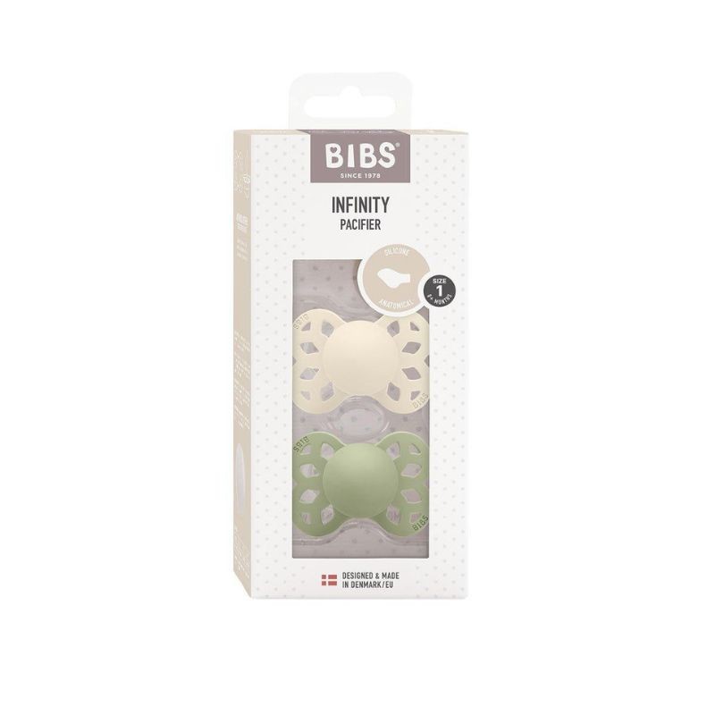 BIBS Infinity Chupeta Silicone Anatómica Ivory / Sage 0-6M