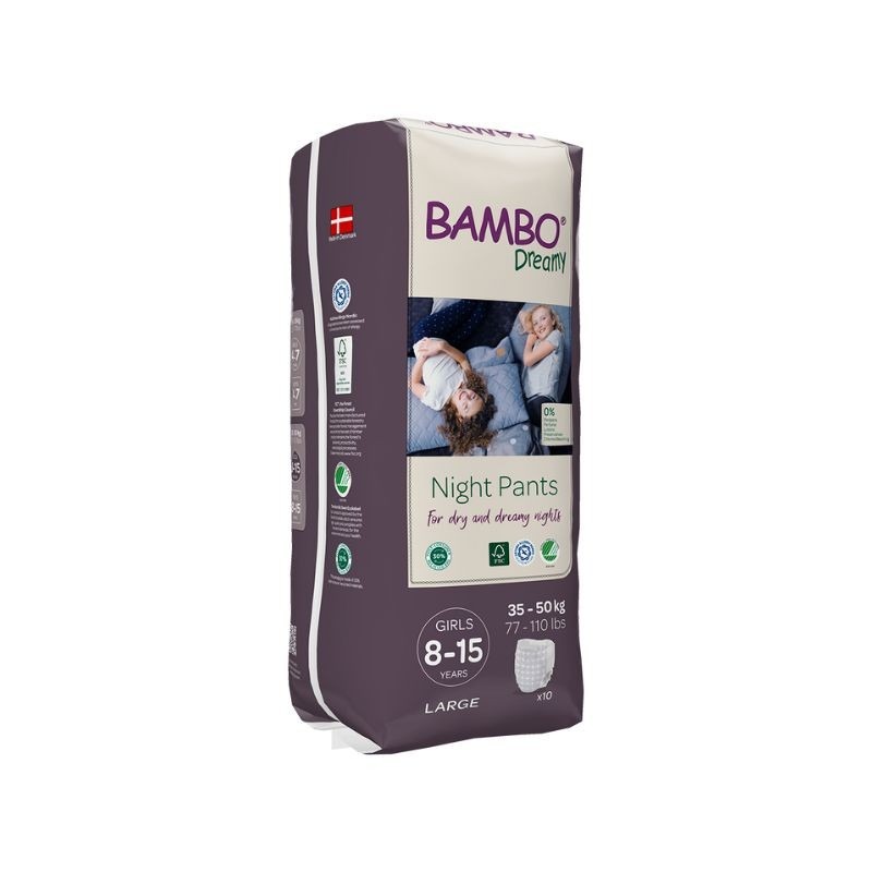 Bambo Dreamy Fraldas Noturnas Meninas 8-15 anos 35-50kg 10 unidades