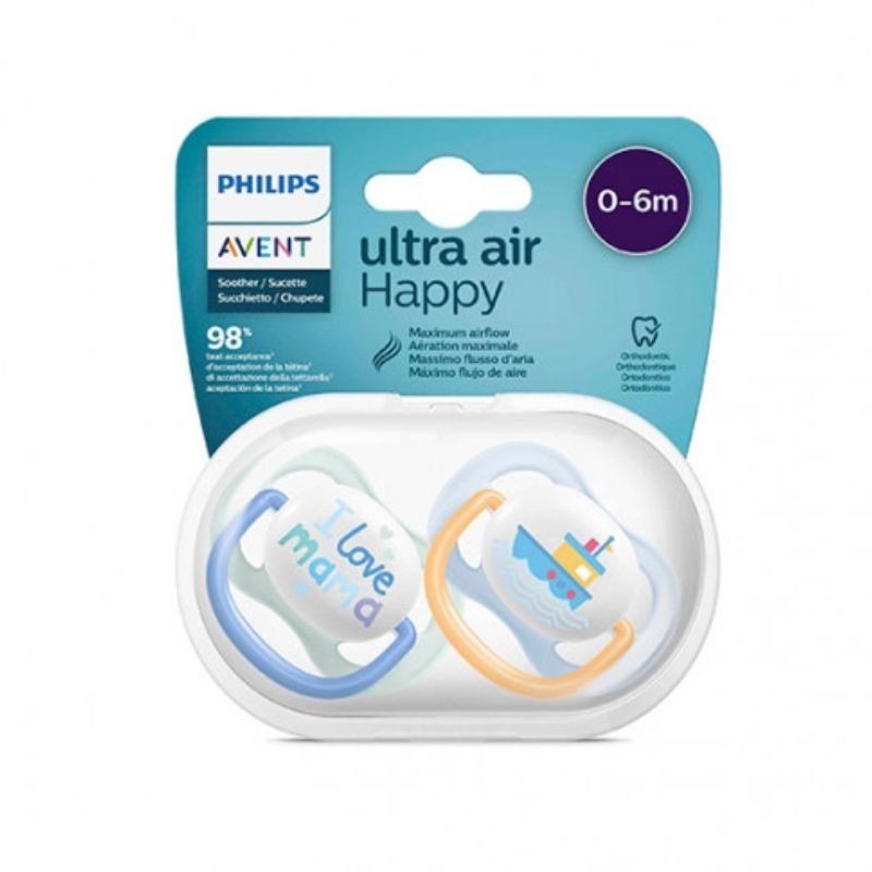 Philips Avent Pack 2 Chupetas Ultra Air Happy 0-6M