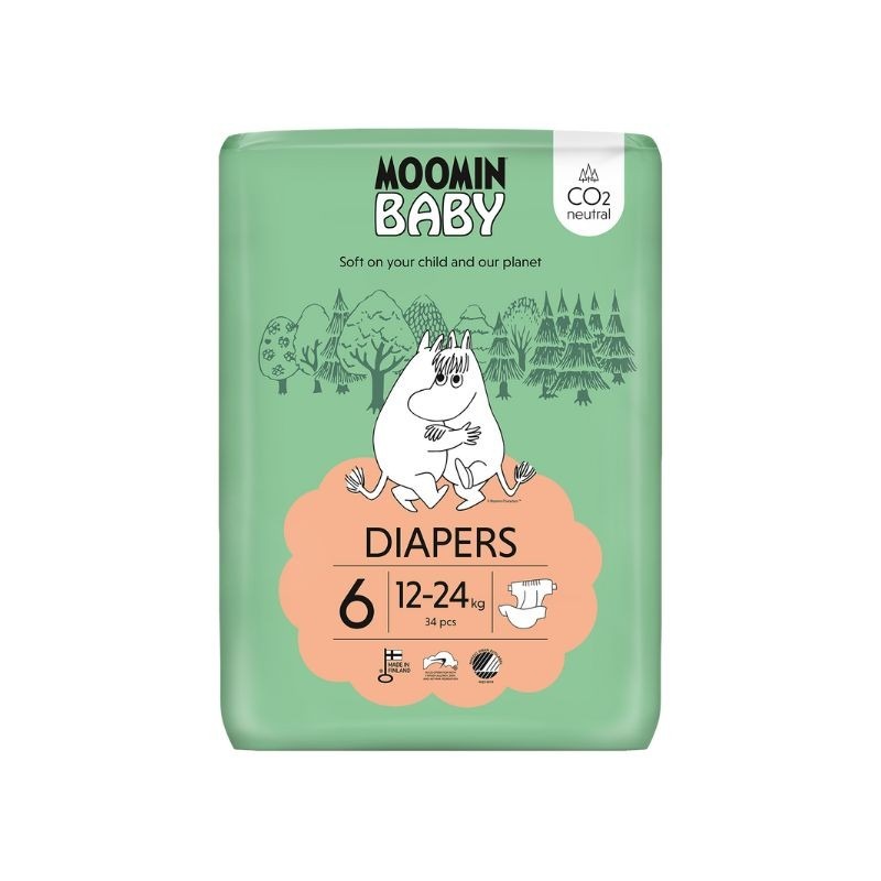 Moomin  Baby Fraldas Tamanho 6 12-24kg 34 fraldas