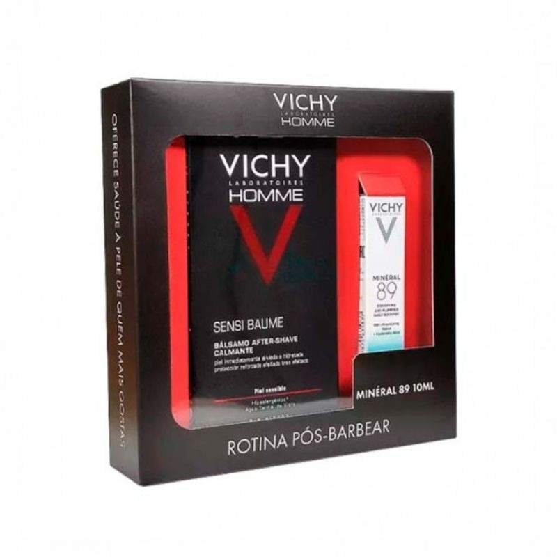 Vichy Homme Sensi Baume Bálsamo After Shave 75ml + Minéral 89 Concentrado Fortificante Rosto 10ml Vichy Homme Sensi Baume Bálsamo After Shave 75ml + Minéral 89 Concentrado Fortificante Rosto 10ml