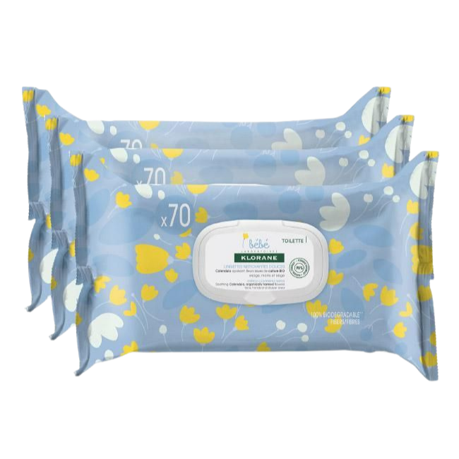 Klorane Bebé Toalhitas de Limpeza 3x70 unidades