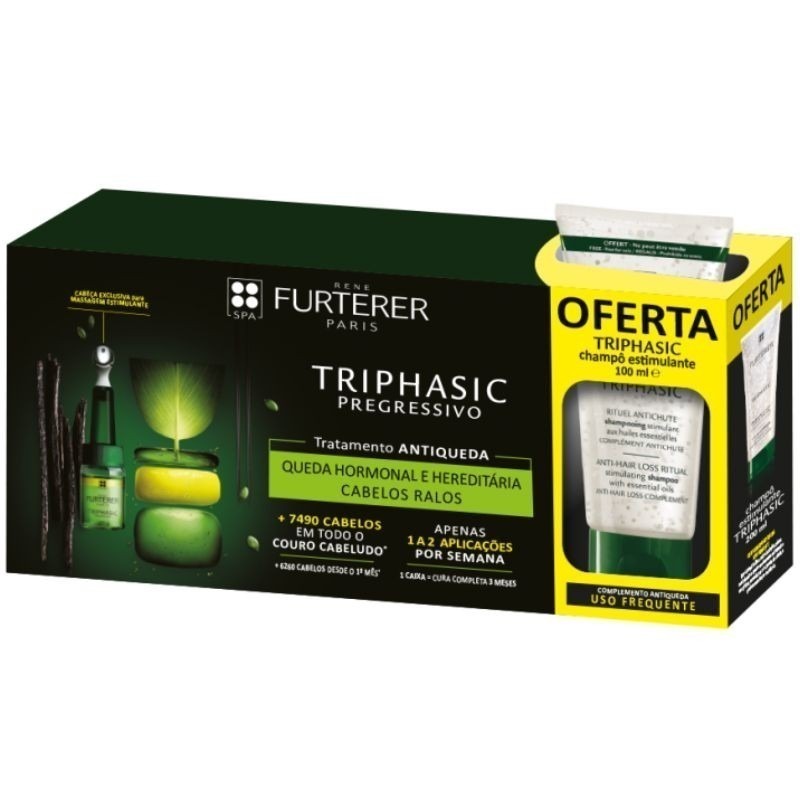 René Furterer Triphasic Kit Antiqueda Progressiva 8 Ampolas + Triphasic Shampoo Antiqueda 100ml