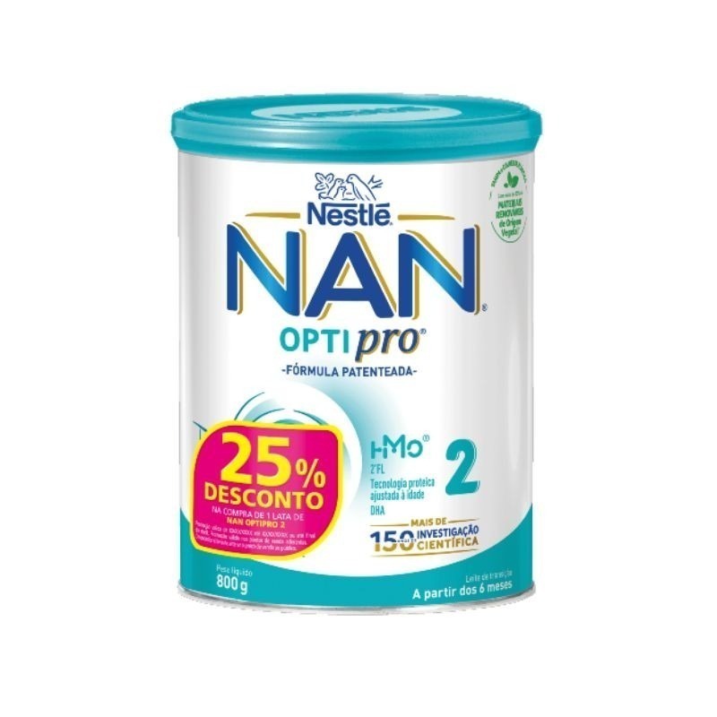Nestlé NAN Optipro 2 Leite de Transição 800g + 25% Nestlé NAN Optipro 2 Leite de Transição 800g + 25%