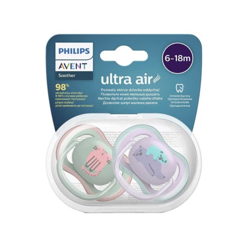 Philips Avent Pack 2 Chupetas Ultra Air Gato e Coala 6-18m
