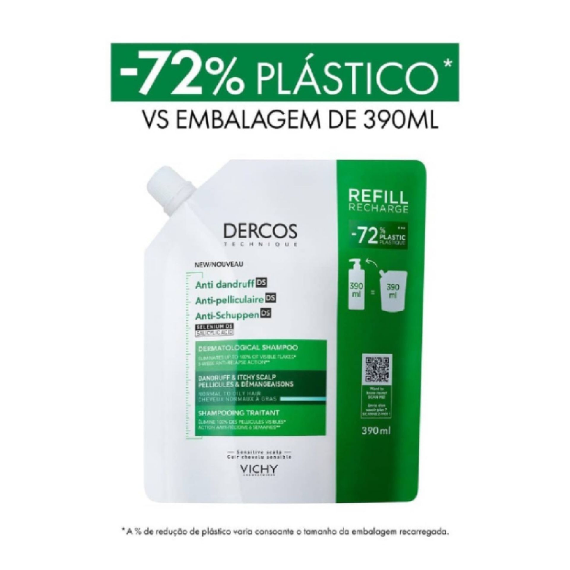 Dercos Anticaspa Shampoo Oleoso Refill 390 ml