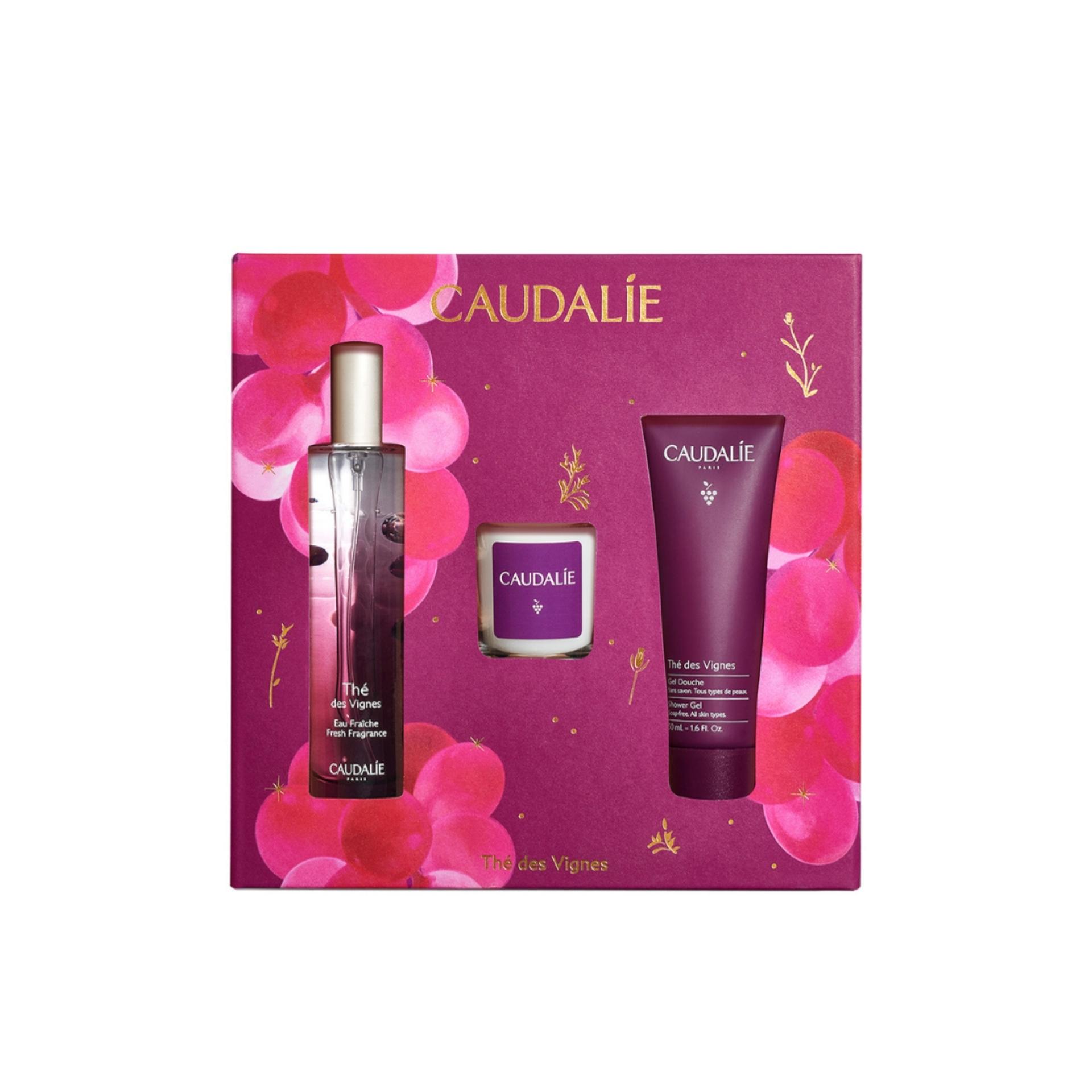 Caudalie Thé des Vignes Água Fresca 50 ml + Vela + Gel de Banho 50 ml (Set)