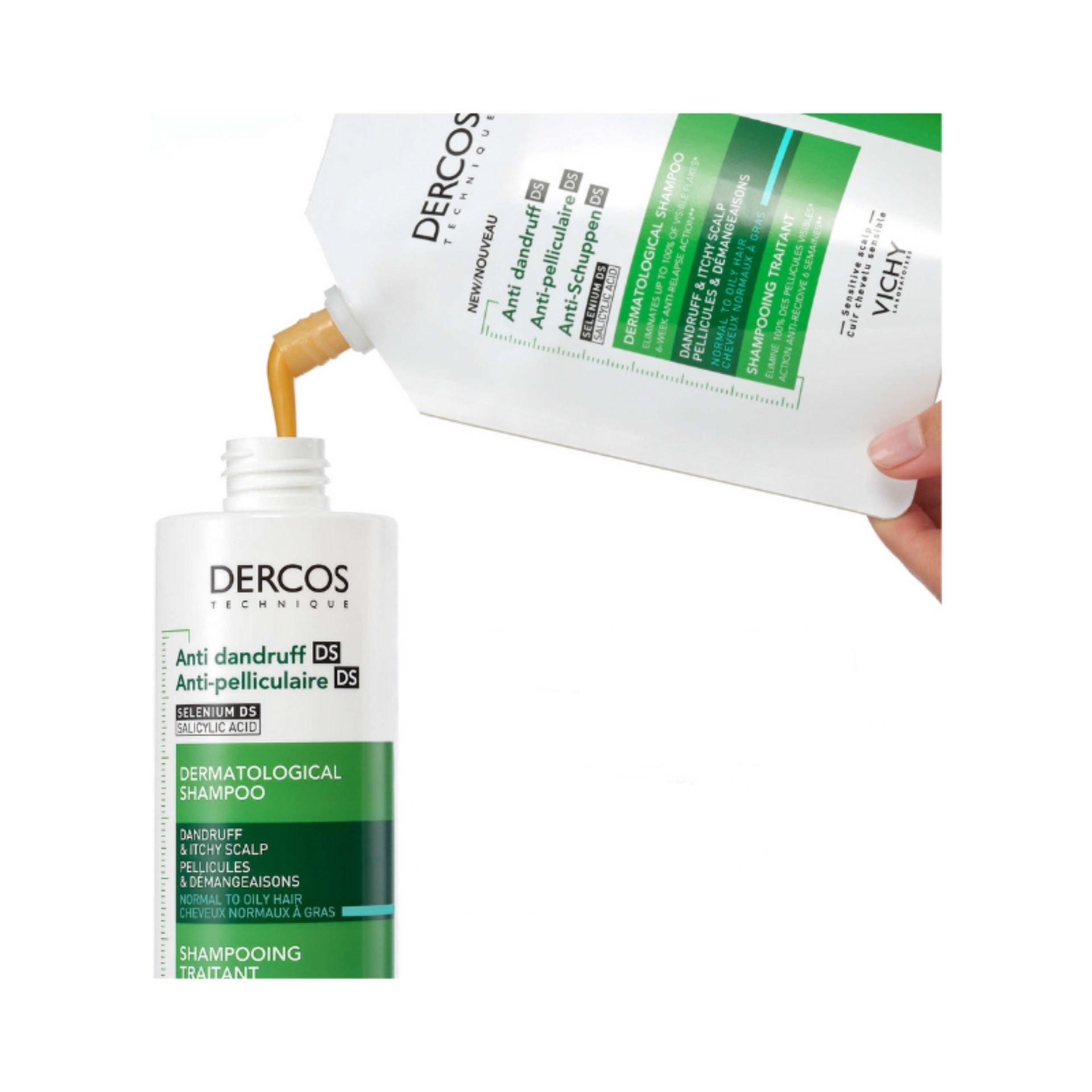 Dercos Anticaspa Shampoo Couro Cabeludo Oleoso 390 ml + Refill 390 ml
