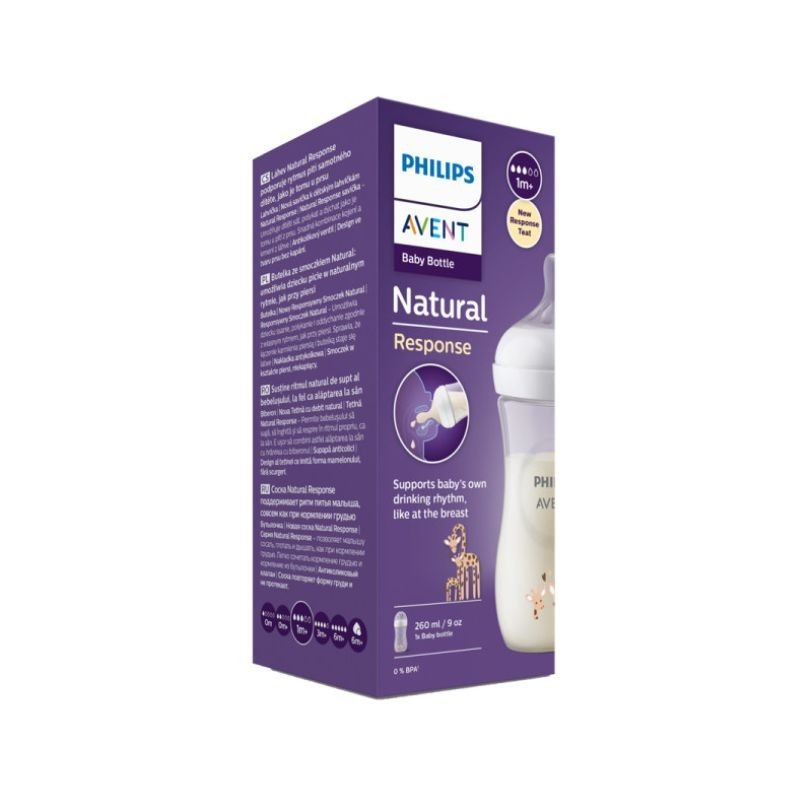 Philips Avent Biberão Natural Response Girafa 260ml T3 1M+ Philips Avent Biberão Natural Response Girafa 260ml T3 1M+