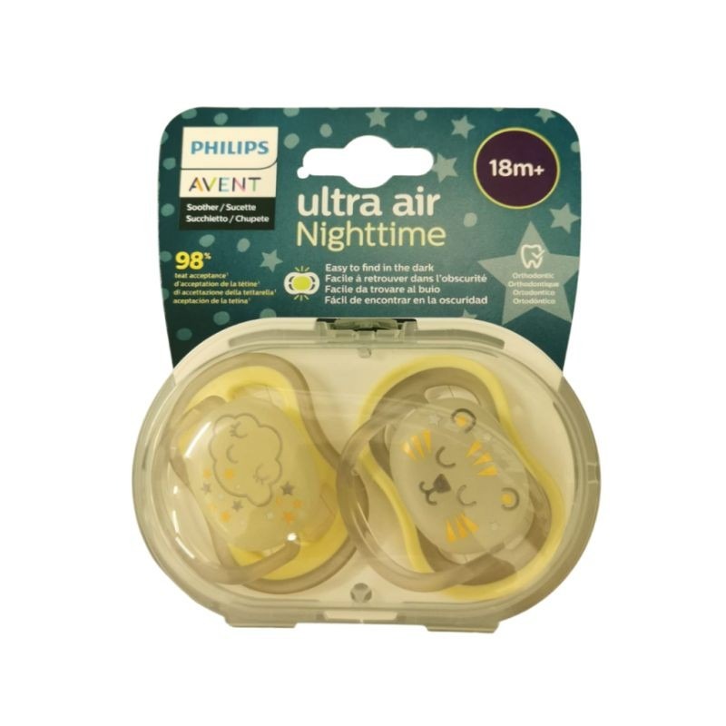 Philips Avent Pack 2 Chupetas Ultra Air Night Leão e Nuvens 18m+