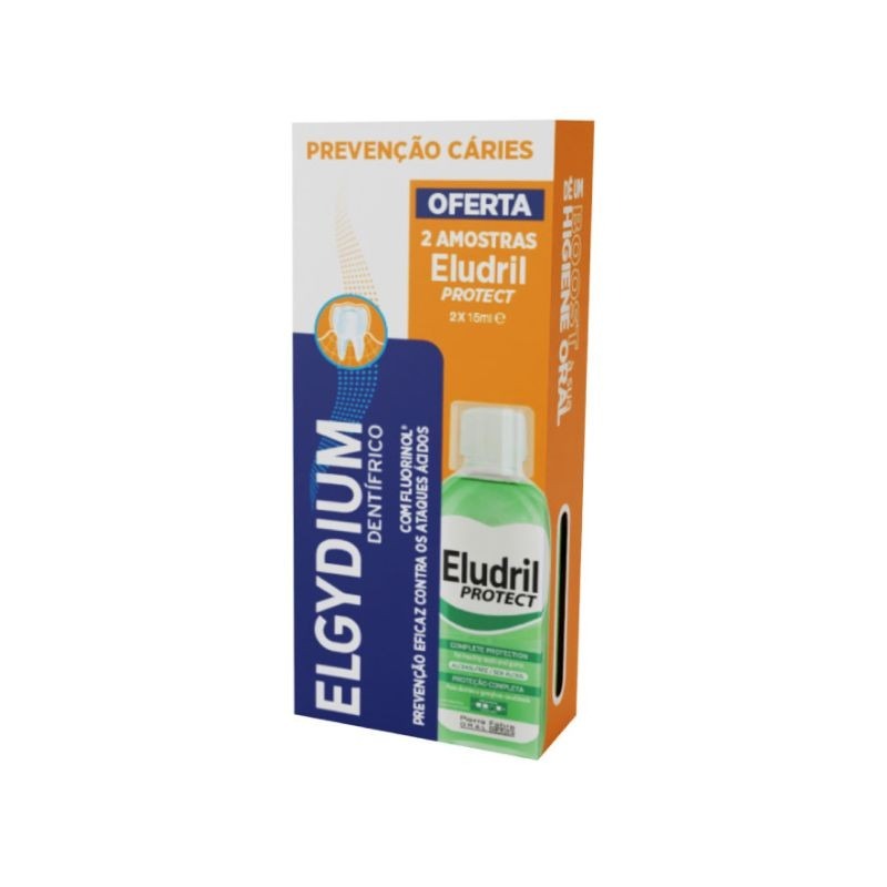 Elgydium Pasta Dentífrica Prevenção Caries 75ml + Eludril Protect Colutório 2x15ml