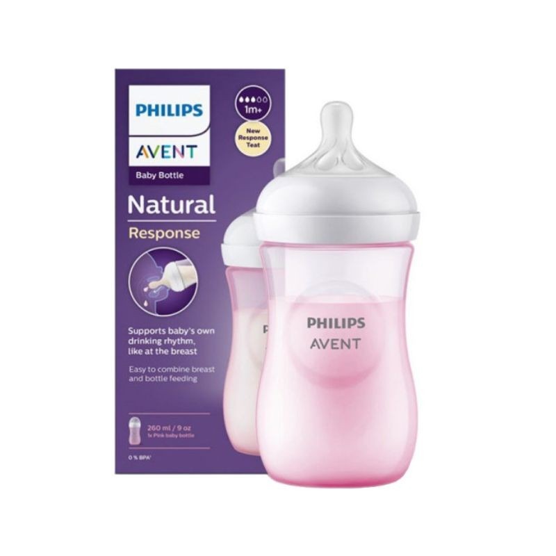Philips Avent Biberão Natural Response Rosa 260ml T3 1M+ Philips Avent Biberão Natural Response Rosa 260ml T3 1M+