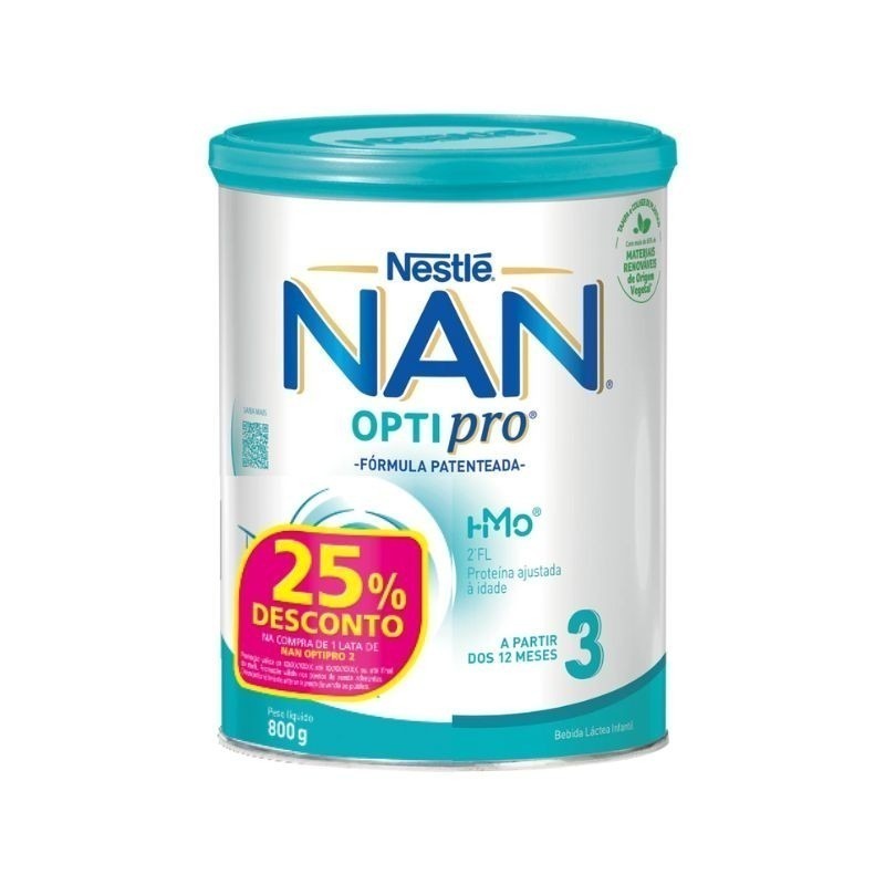 Nestlé NAN Optipro 3 Leite de Crescimento 12m+ 800g 25% Nestlé NAN Optipro 3 Leite de Crescimento 12m+ 800g 25%