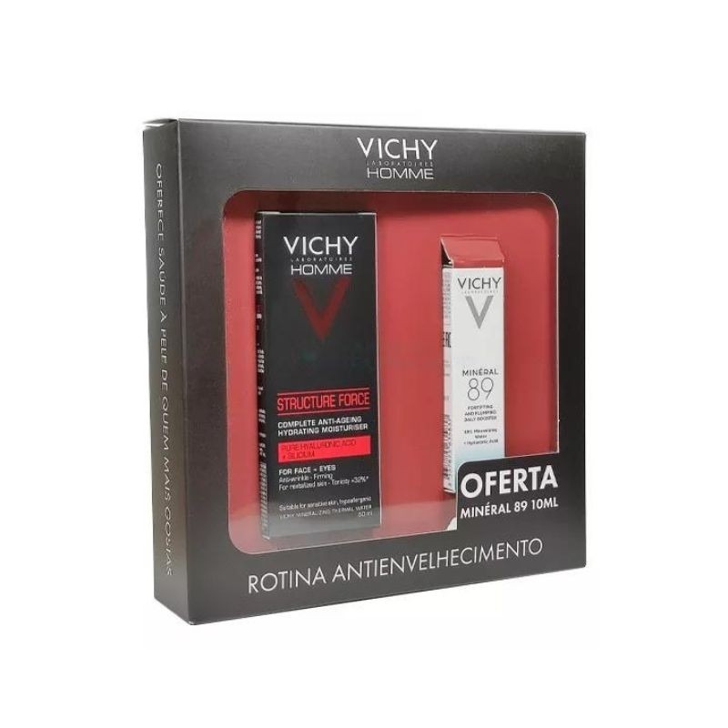 Vichy Homme Structure Force Creme 50ml + Minéral 89 Concentrado Fortificante 10ml
