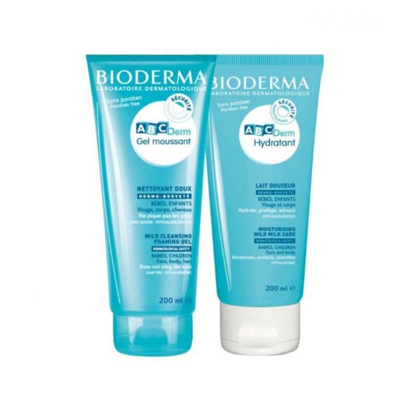 Bioderma ABCDerm Gel Moussant 200ml + Leite Hidratante 200ml