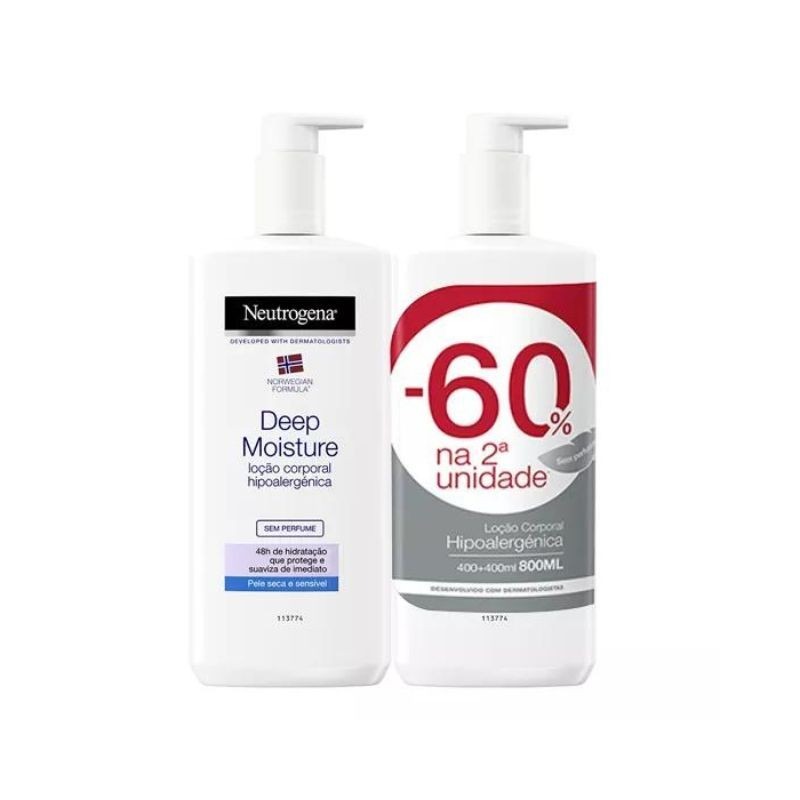 Neutrogena Hidratação Profunda Loção Corporal Hipoalergénica 2x400ml Neutrogena Hidratação Profunda Loção Corporal Hipoalergénica 2x400ml